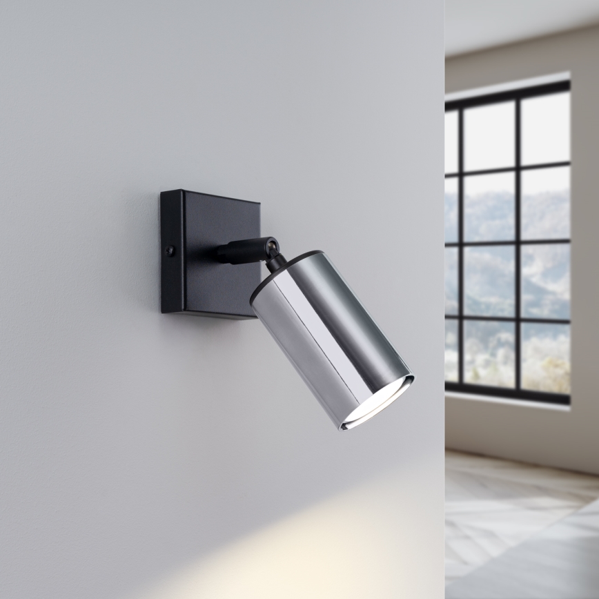 Σποτ τοίχου WINX 1xGU10/10W/230V μαύρο/γυαλιστερό χρώμιο