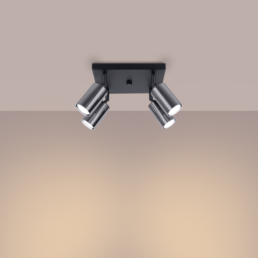 Φωτιστικό σποτ WINX 4xGU10/10W/230V μαύρο/γυαλιστερό χρώμιο