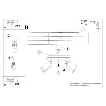 Φωτιστικό σποτ WINX 4xGU10/10W/230V μαύρο/γυαλιστερό χρώμιο