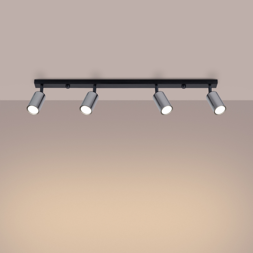 Φωτιστικό σποτ WINX 4xGU10/10W/230V μαύρο/γυαλιστερό χρώμιο