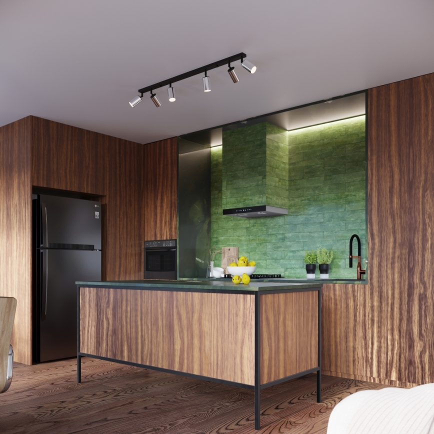 Φωτιστικό σποτ WINX 6xGU10/10W/230V μαύρο/γυαλιστερό χρώμιο