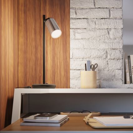 Eπιτραπέζιο φωτιστικό WINX 1xGU10/10W/230V μαύρο/γυαλιστερό χρώμιο