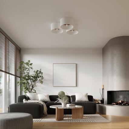 Φωτιστικό οροφής TELESTO 1xE27/15W/230V διάμετρος 35 cm λευκό/καφέ