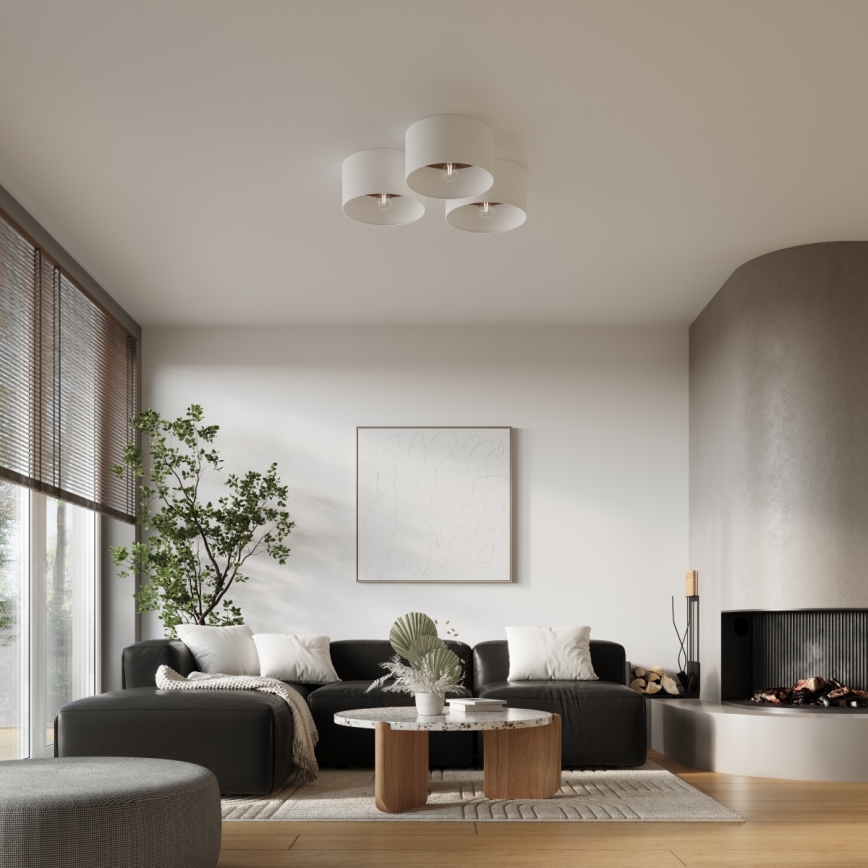 Φωτιστικό οροφής TELESTO 1xE27/15W/230V διάμετρος 35 cm λευκό/καφέ