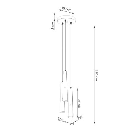 Κρεμαστό φωτιστικό οροφής PRYSM 3xG9/8W/230V μαύρο