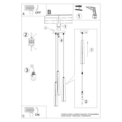Κρεμαστό φωτιστικό οροφής PRYSM 3xG9/8W/230V μαύρο