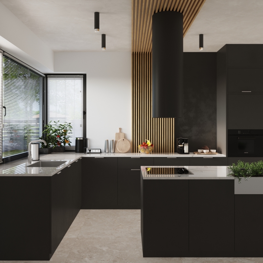 Φωτιστικό σποτ NERO 1xGU10/10W/230V 12,5 cm μαύρο/γυαλιστερό χρώμιο