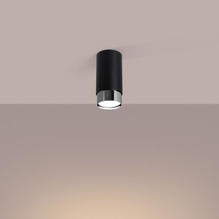 Φωτιστικό σποτ NERO 1xGU10/10W/230V 12,5 cm μαύρο/γυαλιστερό χρώμιο