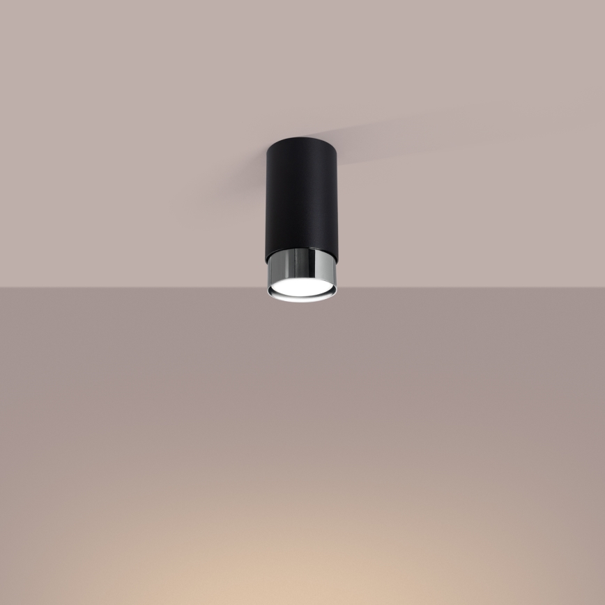 Φωτιστικό σποτ NERO 1xGU10/10W/230V 12,5 cm μαύρο/γυαλιστερό χρώμιο