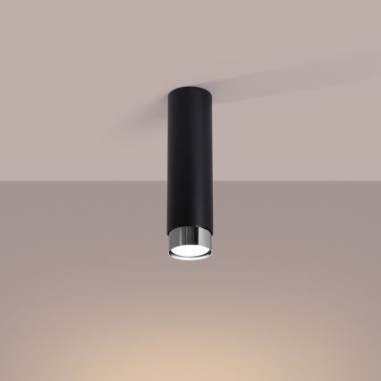 Φωτιστικό σποτ NERO 1xGU10/10W/230V 22,5 cm μαύρο/γυαλιστερό χρώμιο