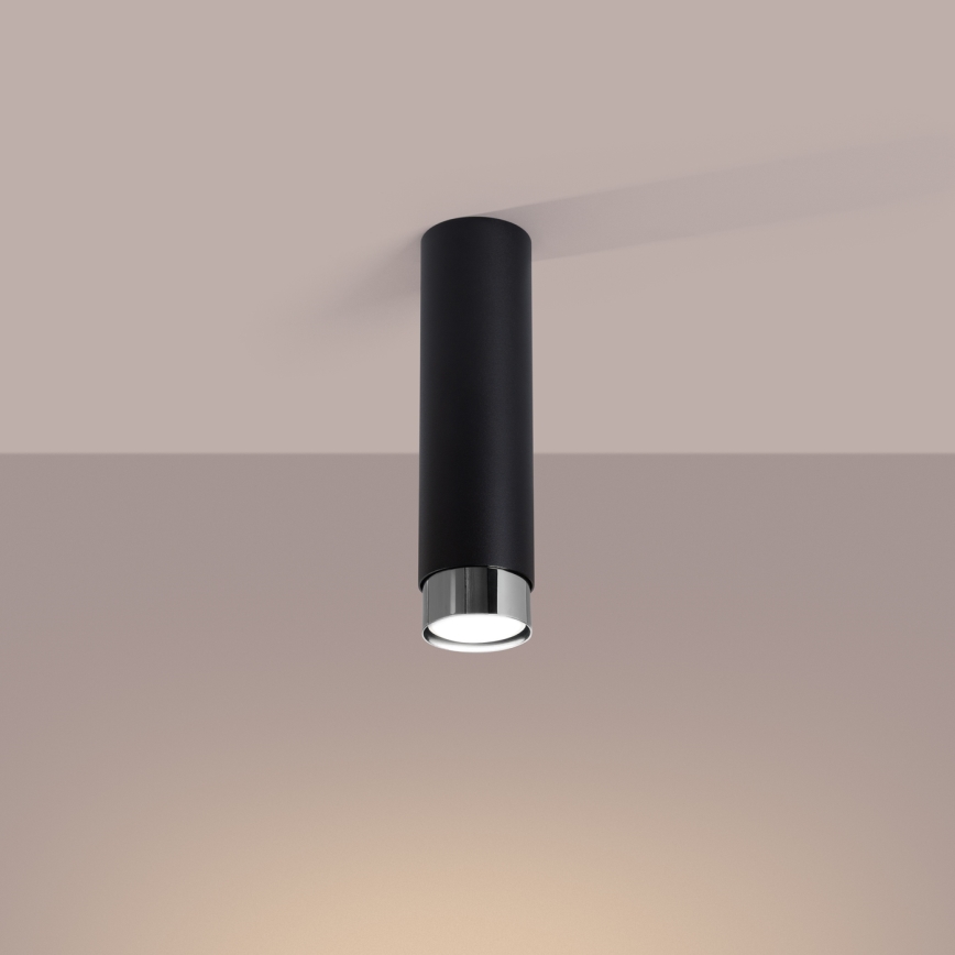 Φωτιστικό σποτ NERO 1xGU10/10W/230V 22,5 cm μαύρο/γυαλιστερό χρώμιο