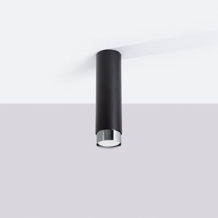 Φωτιστικό σποτ NERO 1xGU10/10W/230V 22,5 cm μαύρο/γυαλιστερό χρώμιο