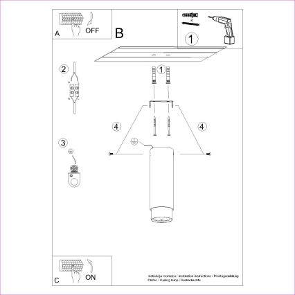 Φωτιστικό σποτ NERO 1xGU10/10W/230V 22,5 cm μαύρο/χρυσό