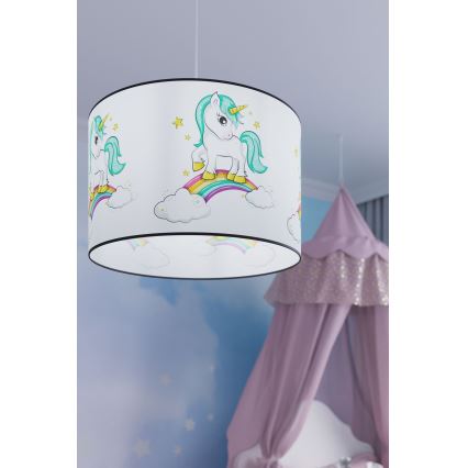 Παιδικό κρεμαστό φωτιστικό οροφής UNICORN 1xE27/15W/230V διάμετρος 30 cm μονόκερος