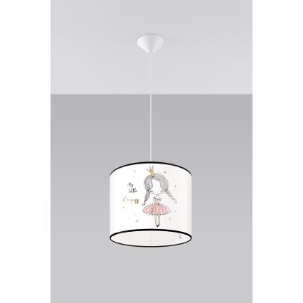 Παιδικό κρεμαστό φωτιστικό οροφής PRINCESS 1xE27/15W/230V διάμετρος 30 cm πριγκίπισσα