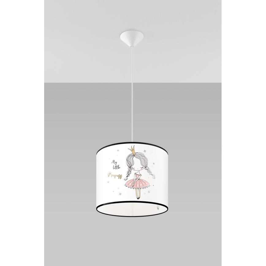 Παιδικό κρεμαστό φωτιστικό οροφής PRINCESS 1xE27/15W/230V διάμετρος 30 cm πριγκίπισσα