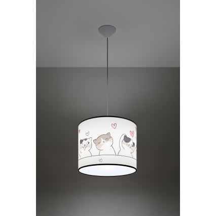 Παιδικό κρεμαστό φωτιστικό οροφής CAT 1xE27/15W/230V διάμετρος 30 cm γάτα