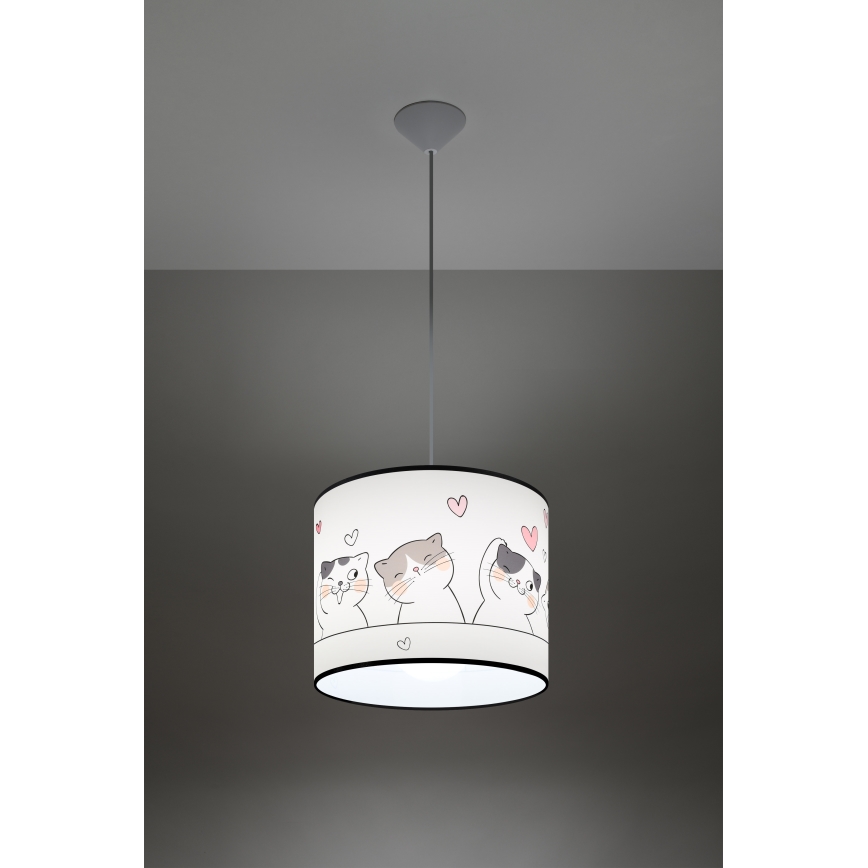 Παιδικό κρεμαστό φωτιστικό οροφής CAT 1xE27/15W/230V διάμετρος 30 cm γάτα