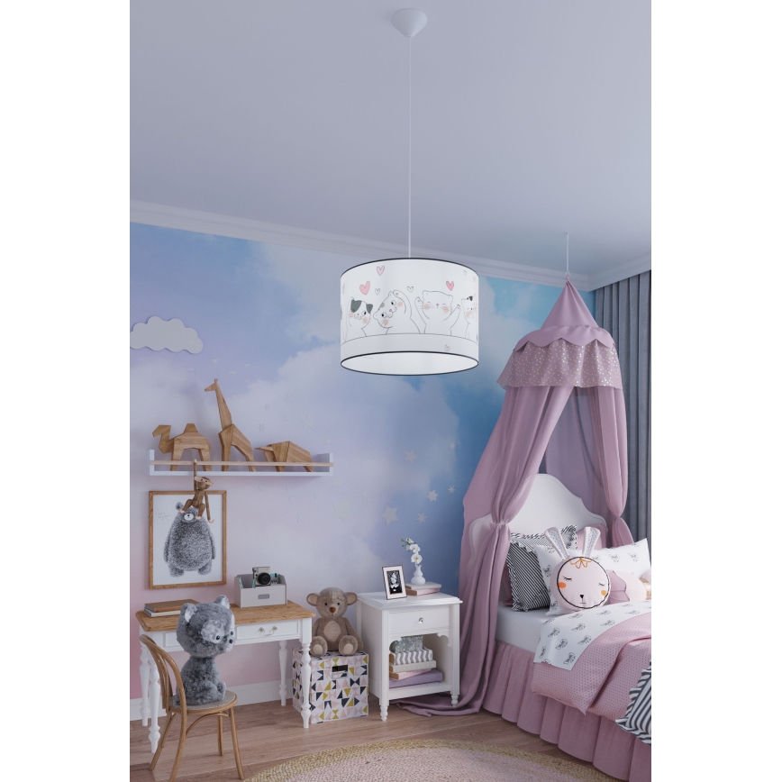 Παιδικό κρεμαστό φωτιστικό οροφής CAT 1xE27/15W/230V διάμετρος 30 cm γάτα