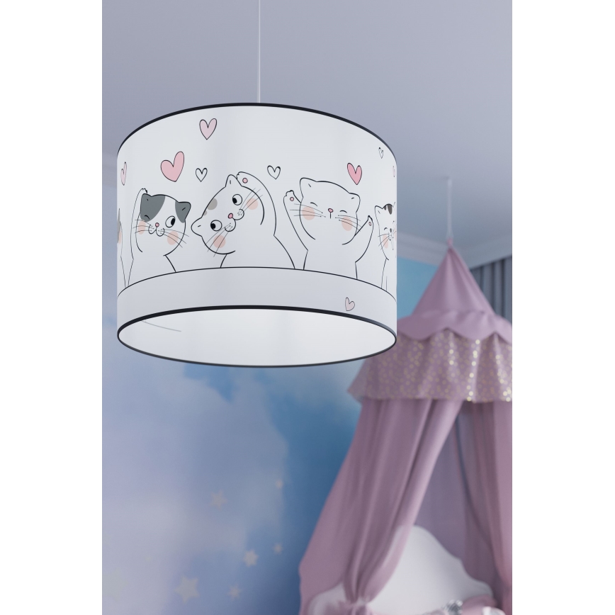 Παιδικό κρεμαστό φωτιστικό οροφής CAT 1xE27/15W/230V διάμετρος 30 cm γάτα