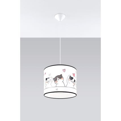 Παιδικό κρεμαστό φωτιστικό οροφής CAT 1xE27/15W/230V διάμετρος 30 cm γάτα