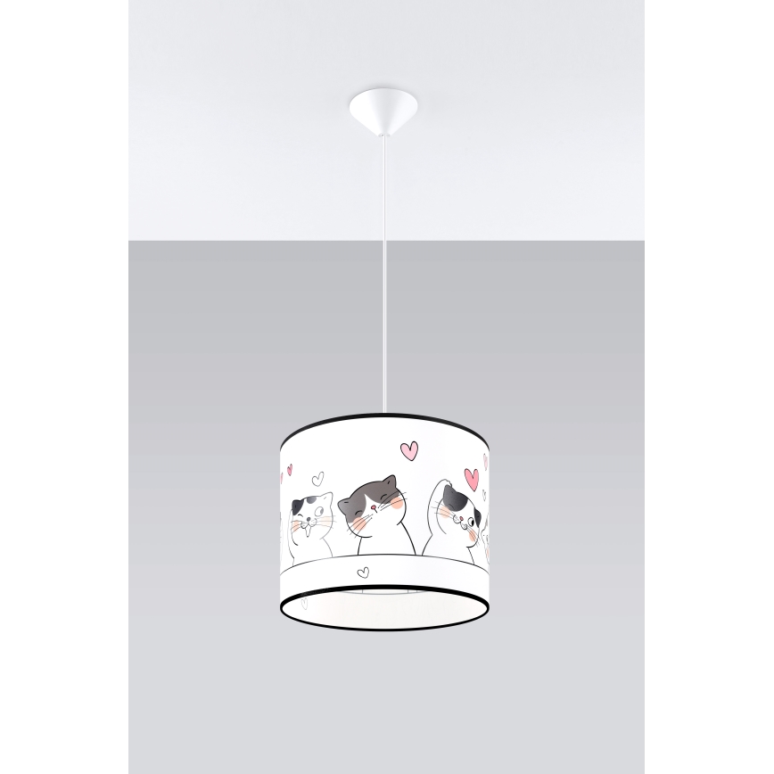 Παιδικό κρεμαστό φωτιστικό οροφής CAT 1xE27/15W/230V διάμετρος 30 cm γάτα