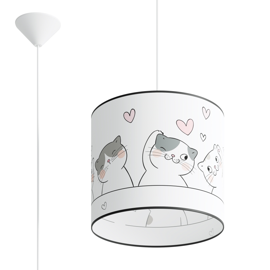 Παιδικό κρεμαστό φωτιστικό οροφής CAT 1xE27/15W/230V διάμετρος 30 cm γάτα