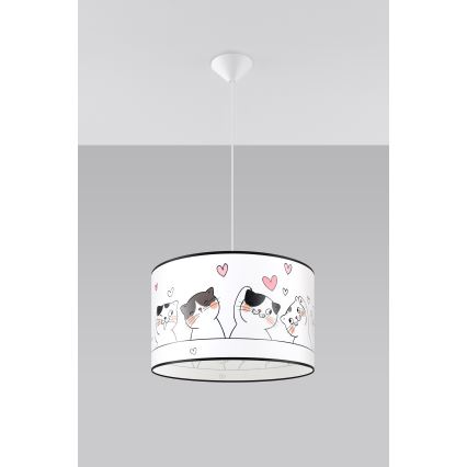 Παιδικό κρεμαστό φωτιστικό οροφής CAT 1xE27/15W/230V διάμετρος 40 cm γάτα