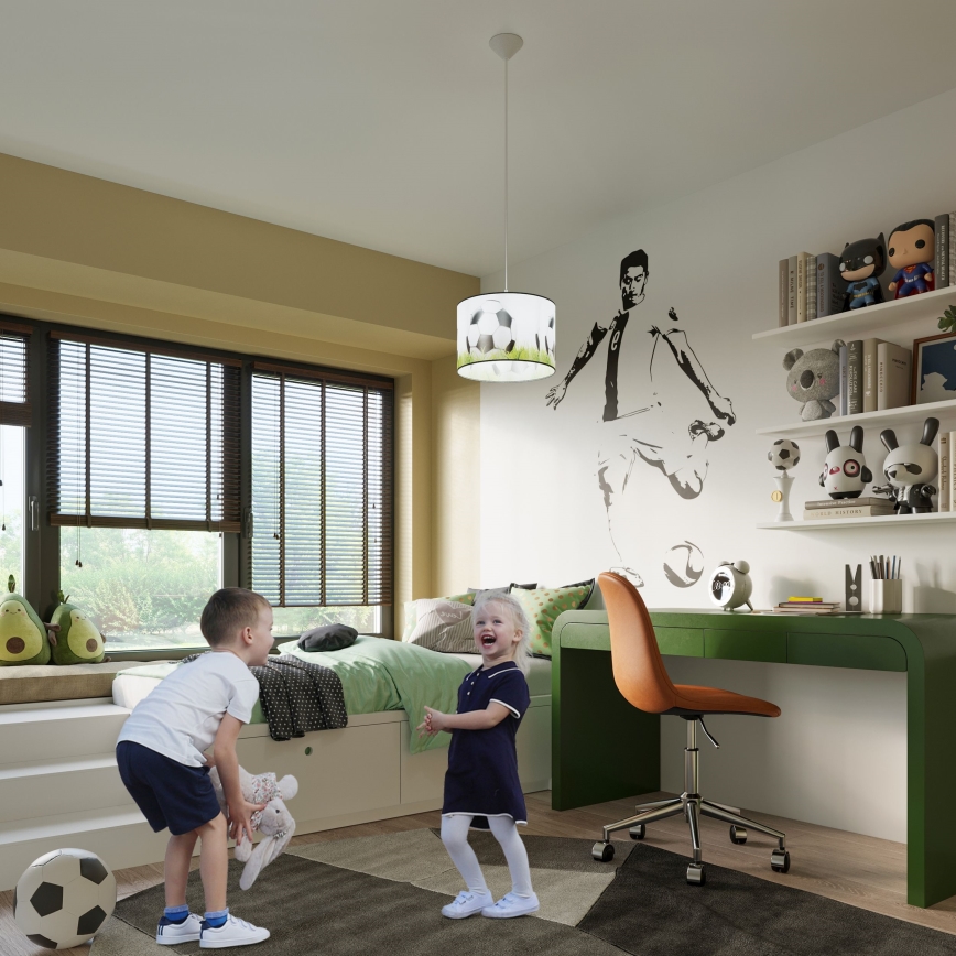 Παιδικό κρεμαστό φωτιστικό οροφής FOOTBALL 1xE27/15W/230V διάμετρος 30 cm ποδόσφαιρο