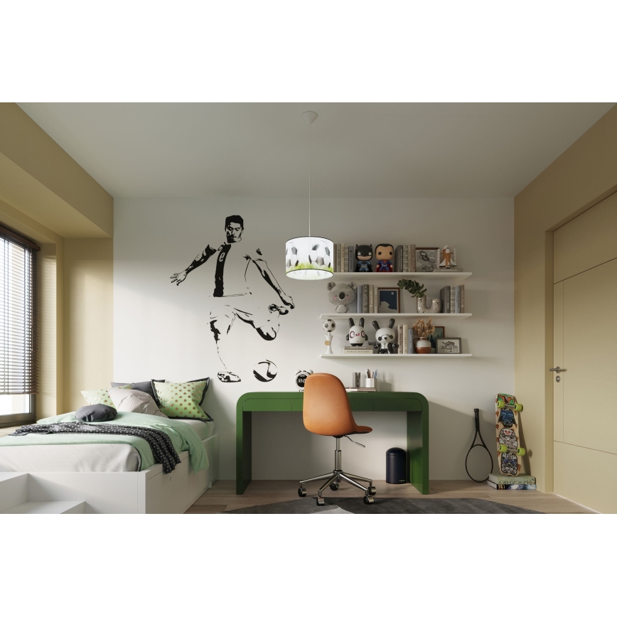 Παιδικό κρεμαστό φωτιστικό οροφής FOOTBALL 1xE27/15W/230V διάμετρος 30 cm ποδόσφαιρο