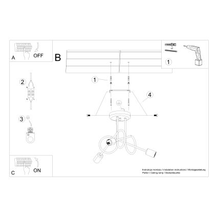 Πλαφονιέρα οροφής LOOP 3xE27/15W/230V μαύρο