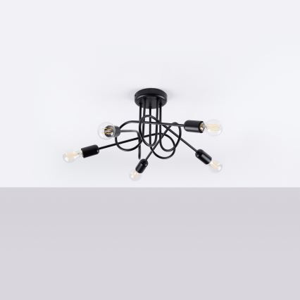 Πλαφονιέρα οροφής LOOP 5xE27/15W/230V μαύρο