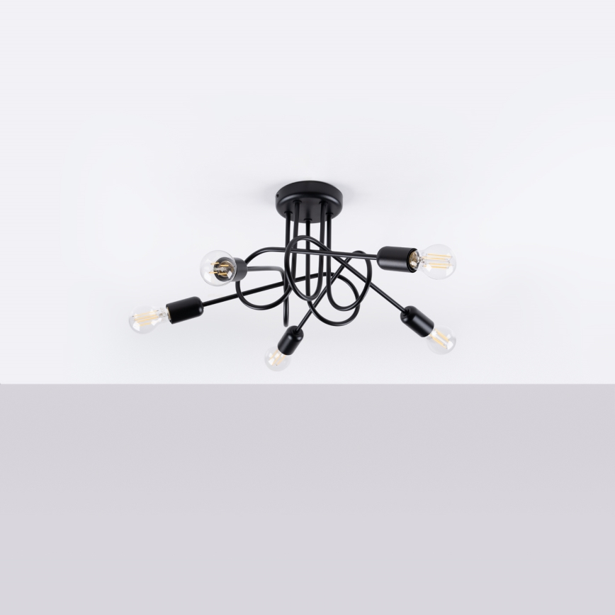 Πλαφονιέρα οροφής LOOP 5xE27/15W/230V μαύρο