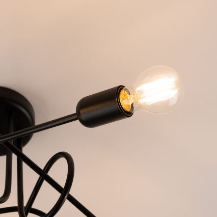 Πλαφονιέρα οροφής LOOP 5xE27/15W/230V μαύρο