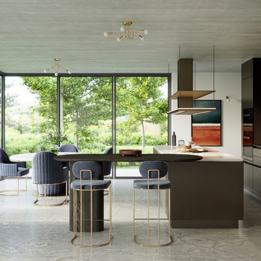 Πλαφονιέρα οροφής LOOP 3xE27/15W/230V χρυσαφί