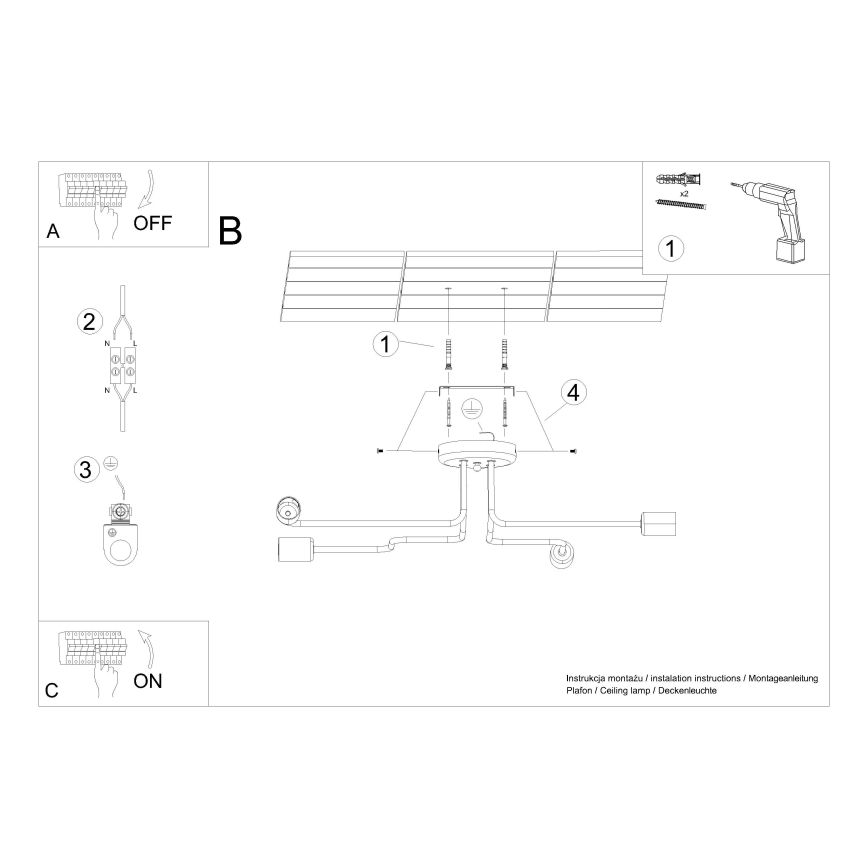 Πλαφονιέρα οροφής VECTOR 4xE27/15W/230V λευκό