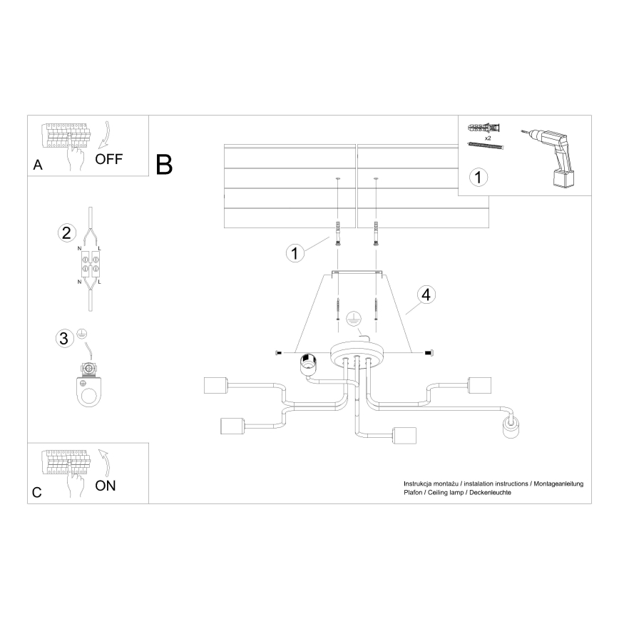 Πλαφονιέρα οροφής VECTOR 6xE27/15W/230V λευκό