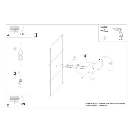 Λάμπα τοίχου VECTOR 1xE27/15W/230V μαύρο