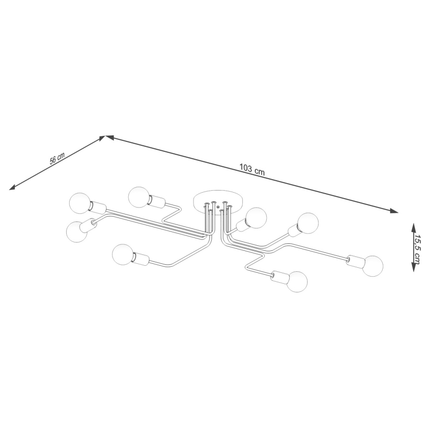 Πλαφονιέρα οροφής VECTOR 8xE27/15W/230V μαύρο