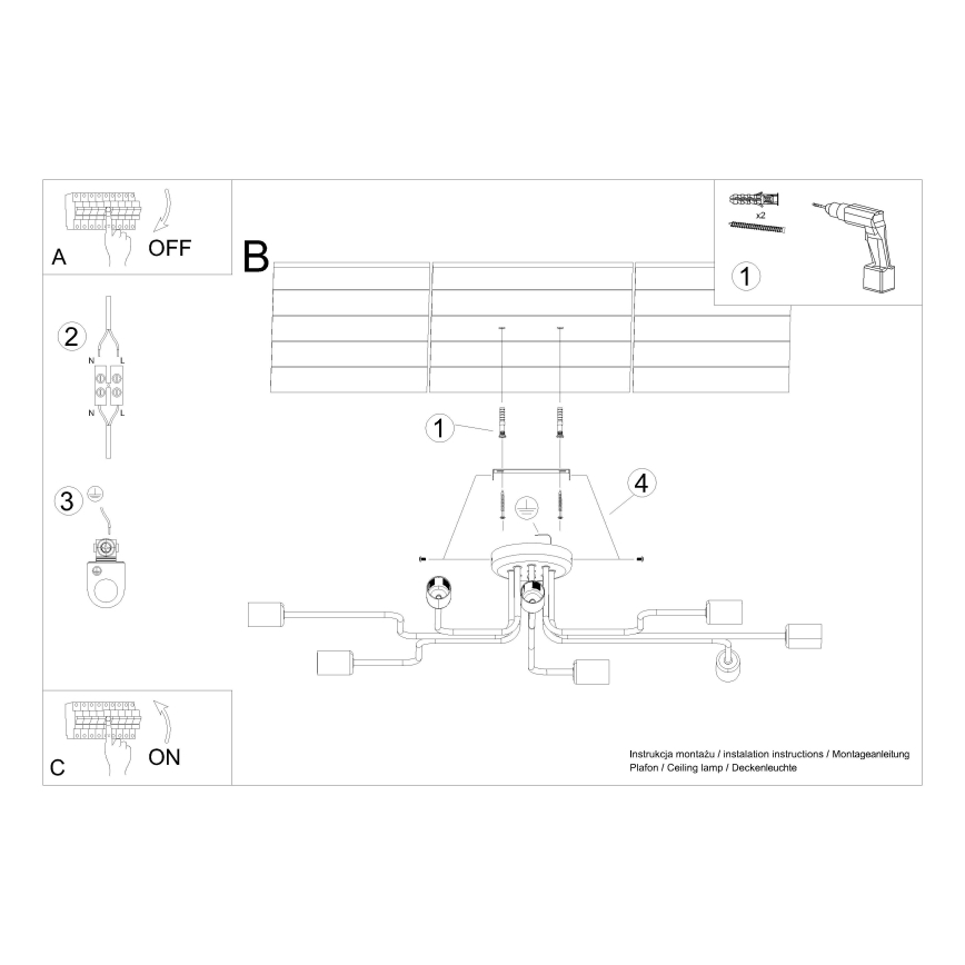 Πλαφονιέρα οροφής VECTOR 8xE27/15W/230V μαύρο