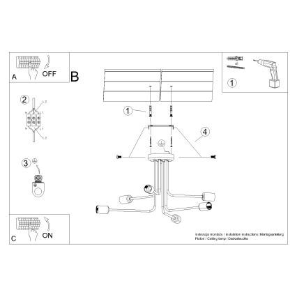Κρεμαστό φωτιστικό NORAH 6xE27/15W/230V μαύρο