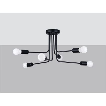 Κρεμαστό φωτιστικό NORAH 6xE27/15W/230V μαύρο