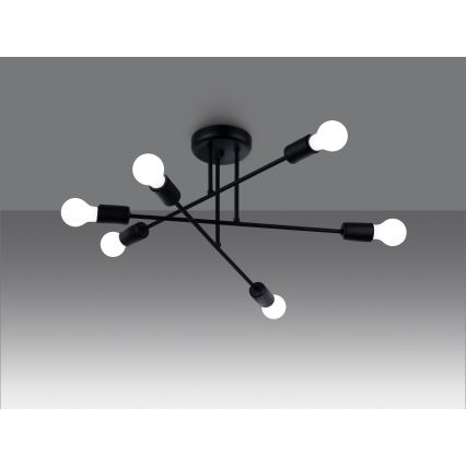 Κρεμαστό φωτιστικό NORAH 6xE27/15W/230V μαύρο