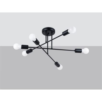 Κρεμαστό φωτιστικό NORAH 6xE27/15W/230V μαύρο