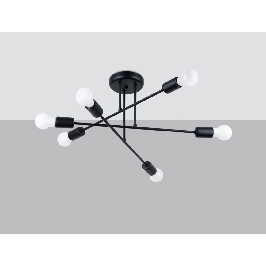 Κρεμαστό φωτιστικό NORAH 6xE27/15W/230V μαύρο