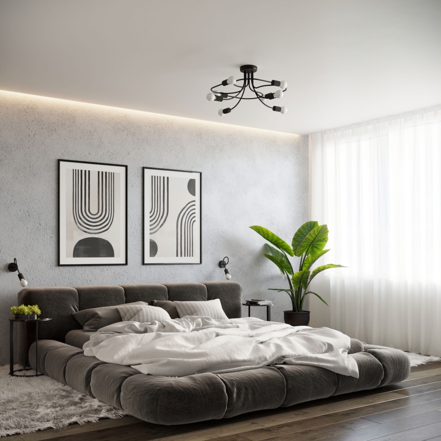 Λάμπα τοίχου LEVAR 1xE27/15W/230V μαύρο