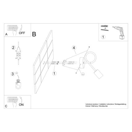 Λάμπα τοίχου LEVAR 1xE27/15W/230V μαύρο