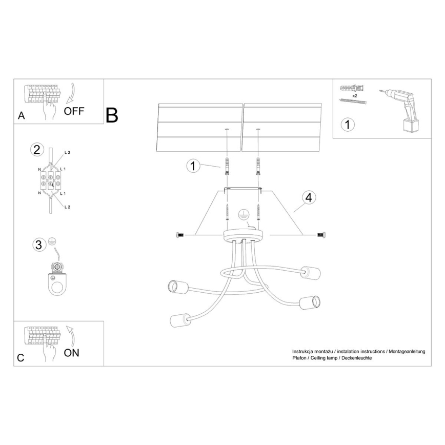 Κρεμαστό φωτιστικό LEVAR 4xE27/15W/230V μαύρο