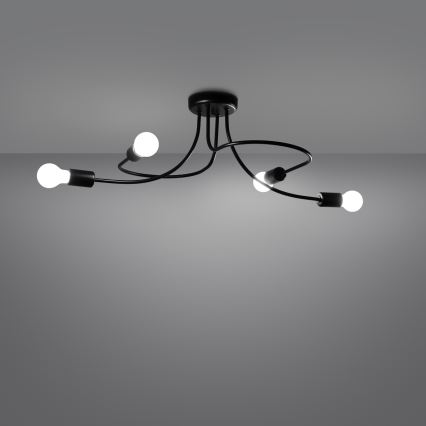 Κρεμαστό φωτιστικό LEVAR 4xE27/15W/230V μαύρο