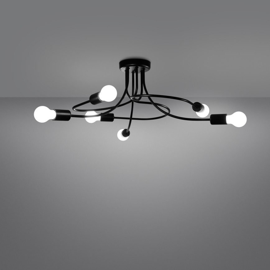 Κρεμαστό φωτιστικό LEVAR 6xE27/15W/230V μαύρο